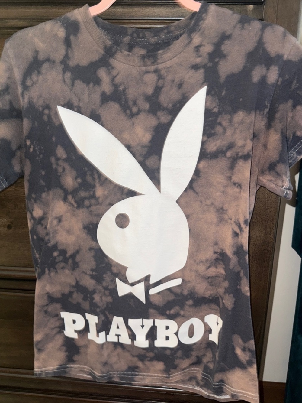 PLAYBOY Black & Brown Tie-Dye Bunny Logo Tee